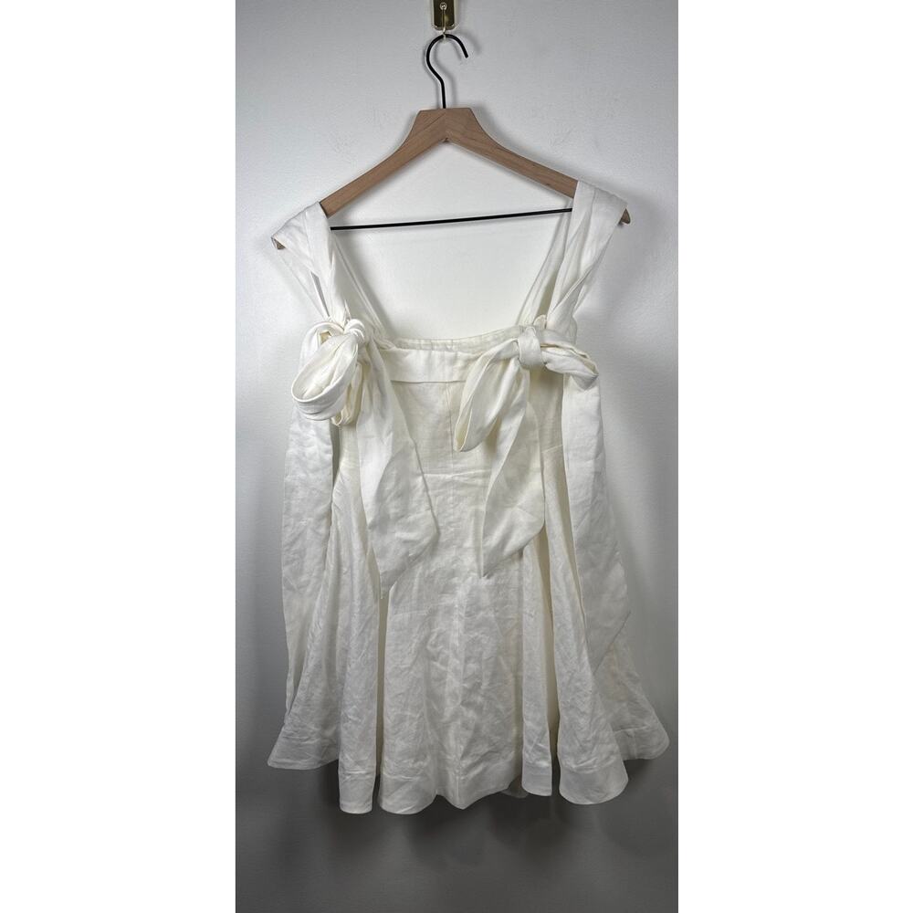 DISSH Aisle White 100% Linen Bow Tie Mini Dress, Sz. 4 - Picture 8 of 9